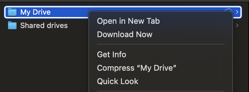screenshot of right-click menu selection