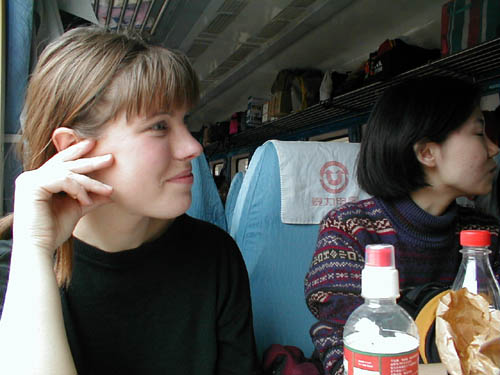 Marcela on the train