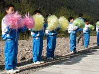 Welcoming rows of children