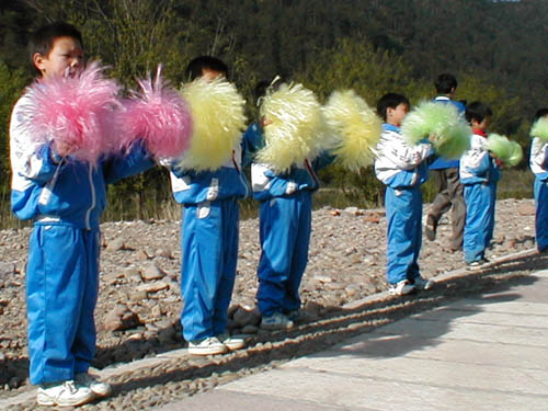 Welcoming rows of children