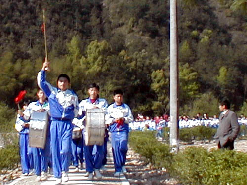 Welcoming rows of children
