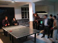 Playing table tennis