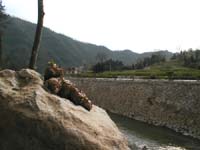 Mud man relaxes