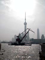 Crane on river