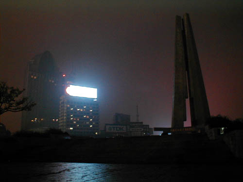 At night